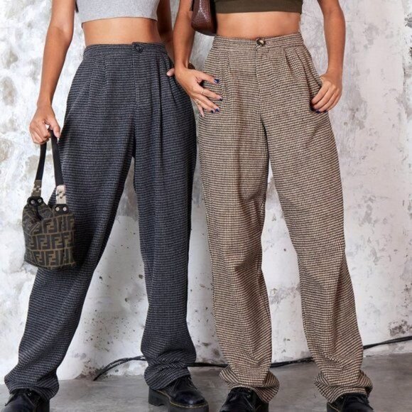 Motel Rocks Misha Vintage Style Houndstooth Wide Leg Trouser Pants S Academia - Picture 1 of 6